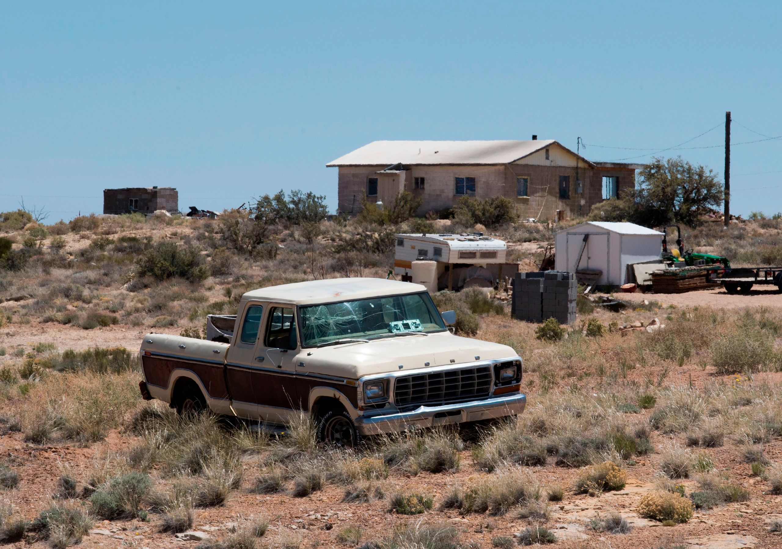 Navajo houses without running water near the Navajo Nation town of Steamboat, Arizona, on May 24. Frequent hand-washing, as r